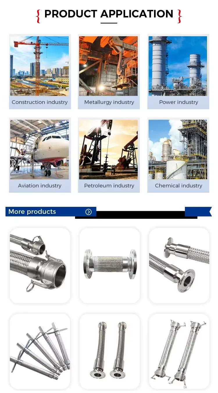 304/316 Stainless Steel Flexible Braided Metal Weld Hose with Round Flange Connection OEM Customizable