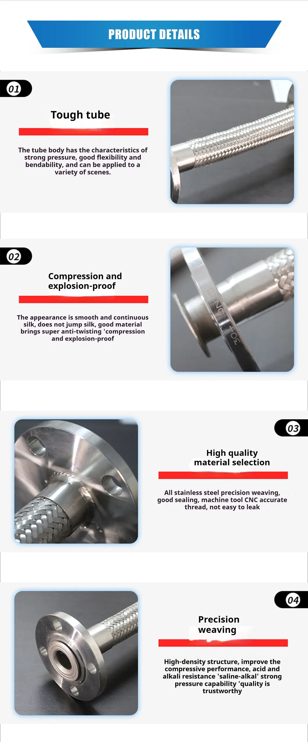 304 Stainless Steel Braided Flexible Elbow Metal Hose for Sale