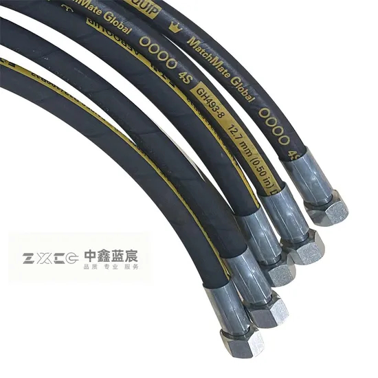 High Pressure Black Rubber Hydraulic Oil Pipe Hose Assembly NBR Material Steel Wire Reinforcement Moulding Processing Available