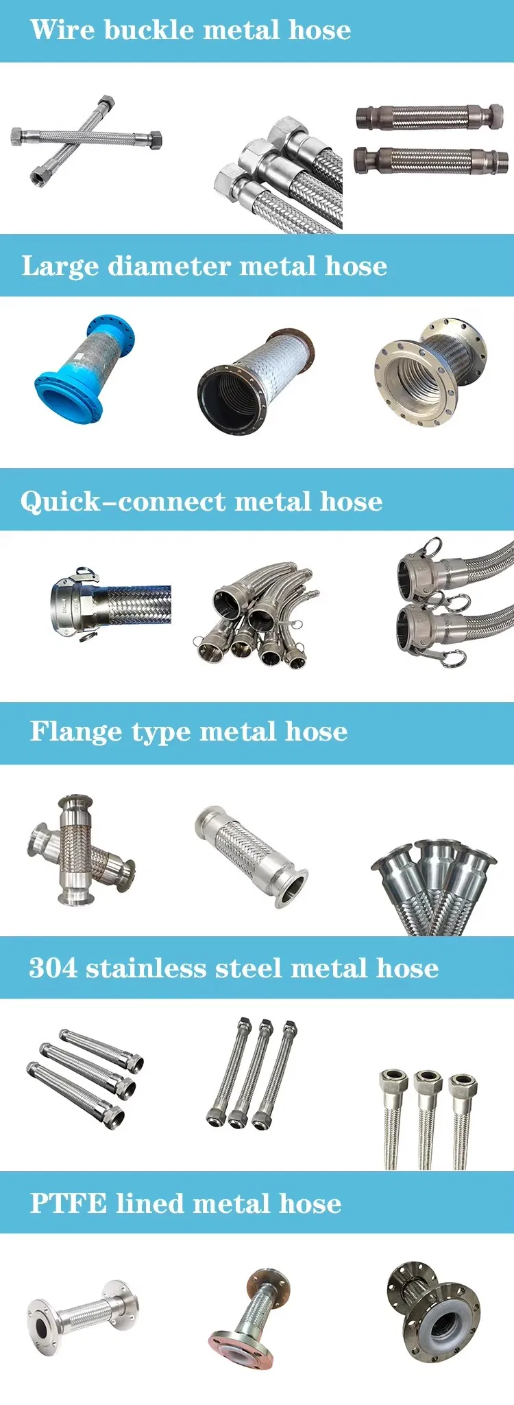 China Flexible Metal Hose Manufacturer Factory Supplier Stainless Steel Braided Flexible Hose