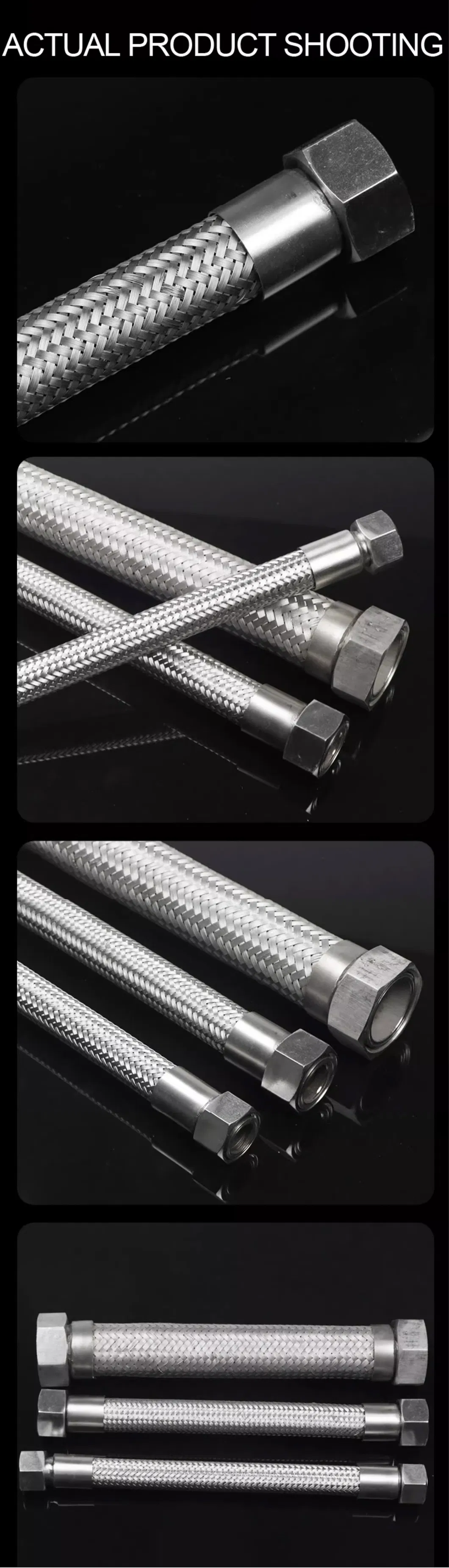 Hot and Cold Water Plumbing Hose 24 Inch Long Stainless Steel Flexible Braided Metal Hoses for Sink Faucet
