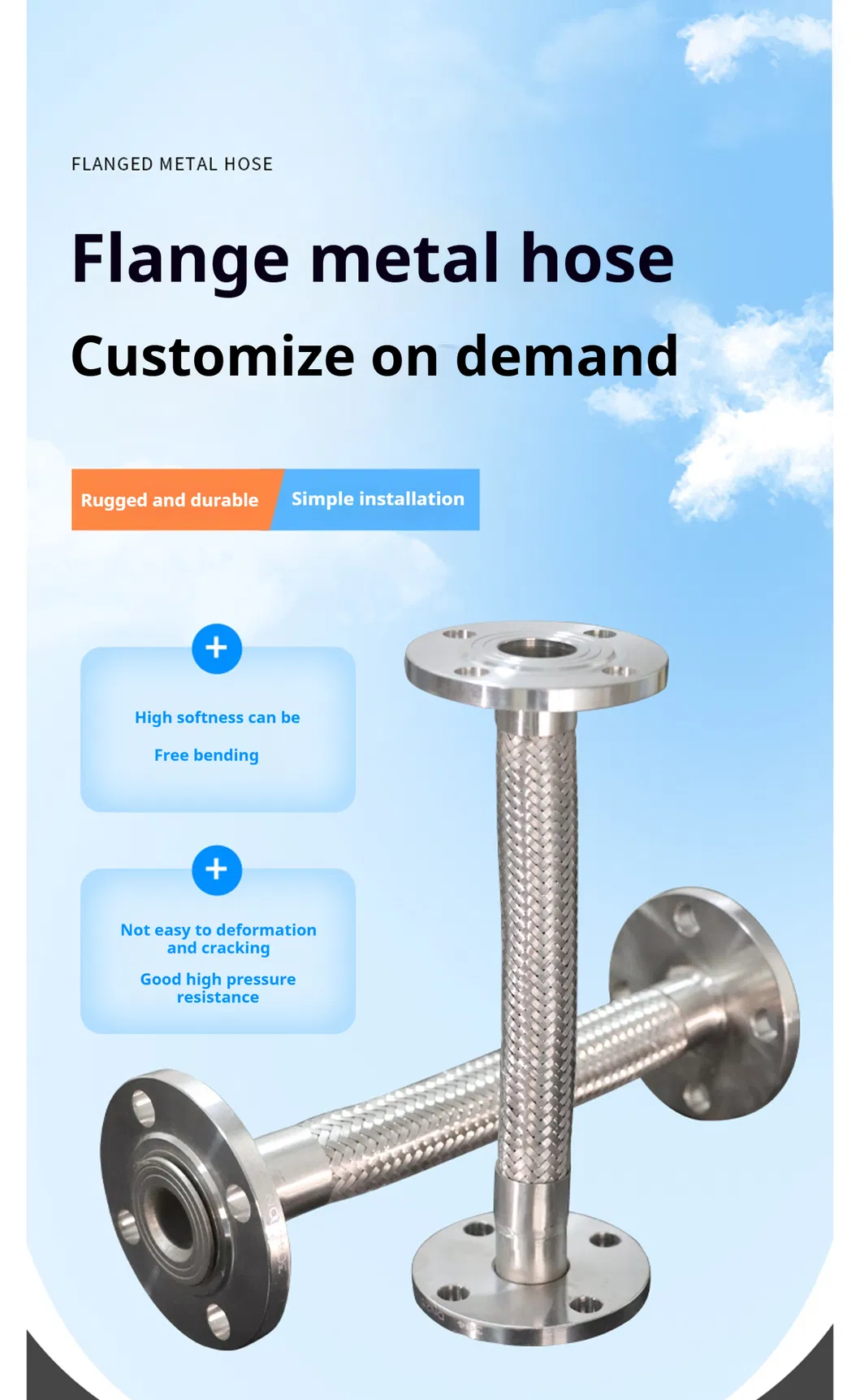Stainless Steel Braided Metal Flange Connection Flexible Hose