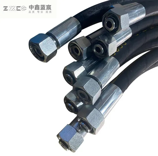 High Pressure Black Rubber Hydraulic Oil Pipe Hose Assembly NBR Material Steel Wire Reinforcement Moulding Processing Available