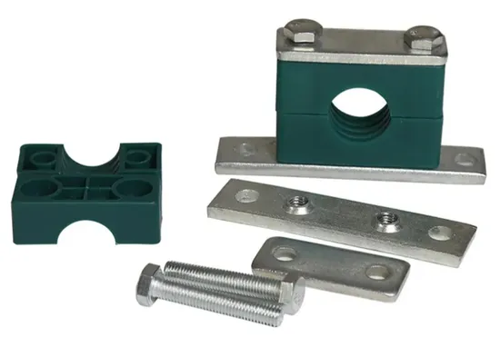 Green Twin Clamps for Pipe Fitting Double Hole Tube Clamps