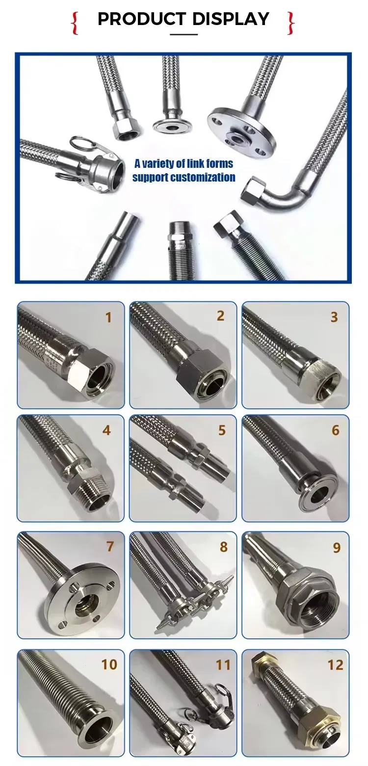 Industrial Stainless Steel 304/316 Metal Hose High Temperature and Pressure Steam Braided Network Explosion-Proof Bellows