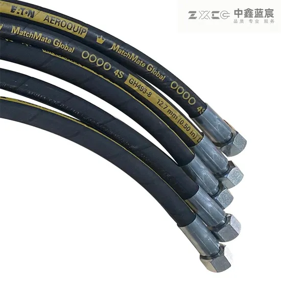High Pressure Black Rubber Hydraulic Oil Pipe Hose Assembly NBR Material Steel Wire Reinforcement Moulding Processing Available